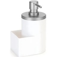 Dispenser 600ml Para Detergente E Bucha Branco Com Cromo Fosco